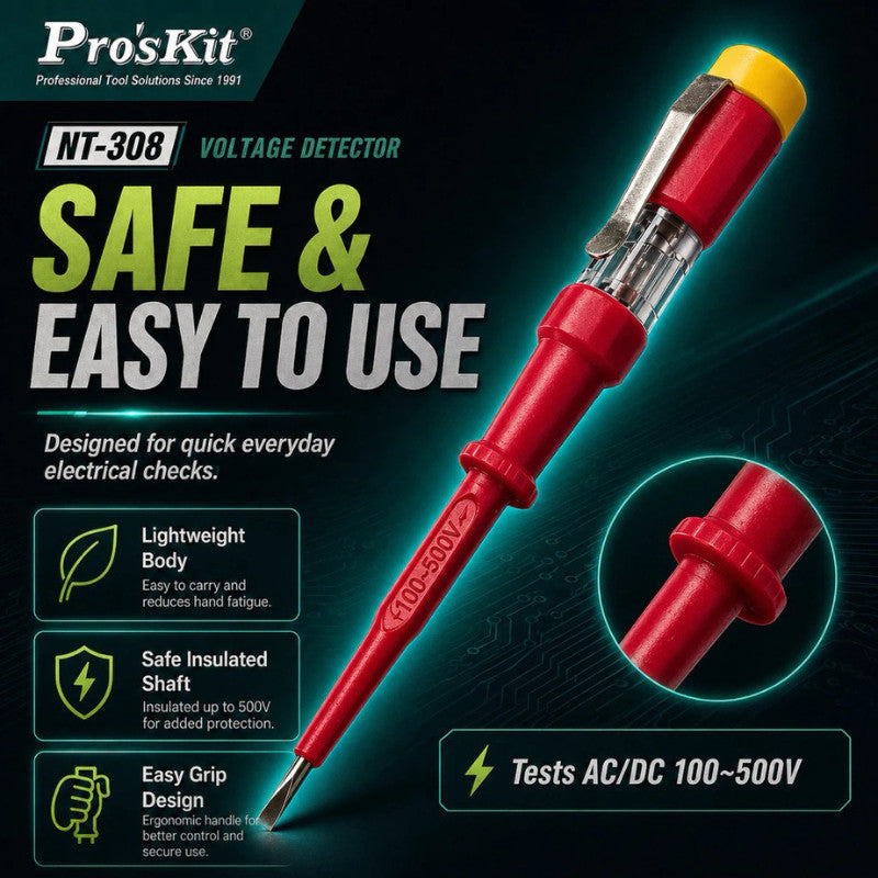 Pro'sKit NT-308 100V~500V AC Test Pen Voltage Test Pen – Quick & Safe Detection from 100V to 500V Proskit