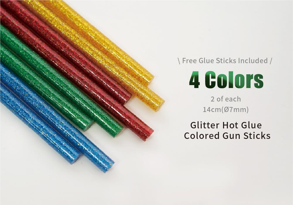 Included colored glitter hot glue sticks