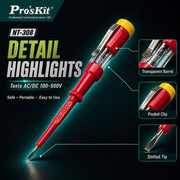 Pro'sKit NT-308 100V~500V AC Test Pen Voltage Test Pen – Quick & Safe Detection from 100V to 500V Proskit
