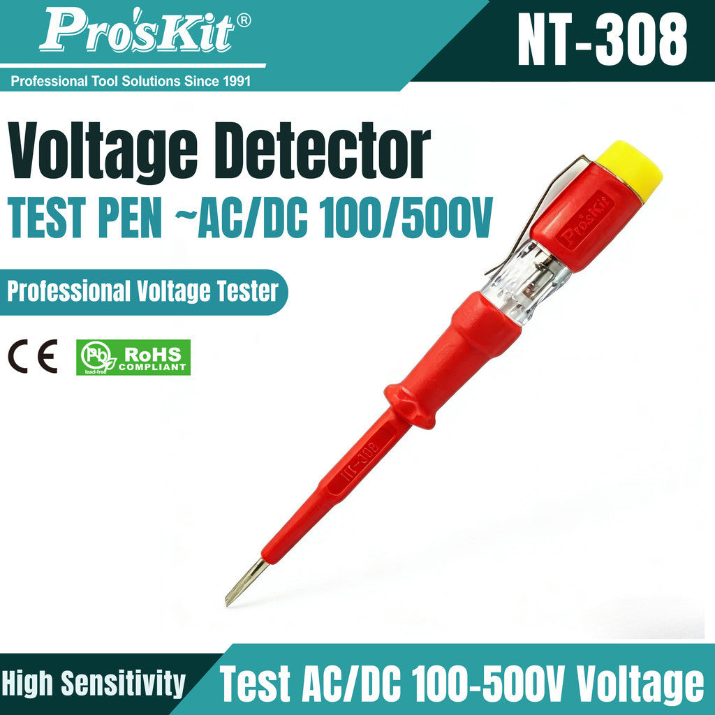 Pro'sKit NT-308 100V~500V AC Test Pen Voltage Test Pen – Quick & Safe Detection from 100V to 500V Proskit