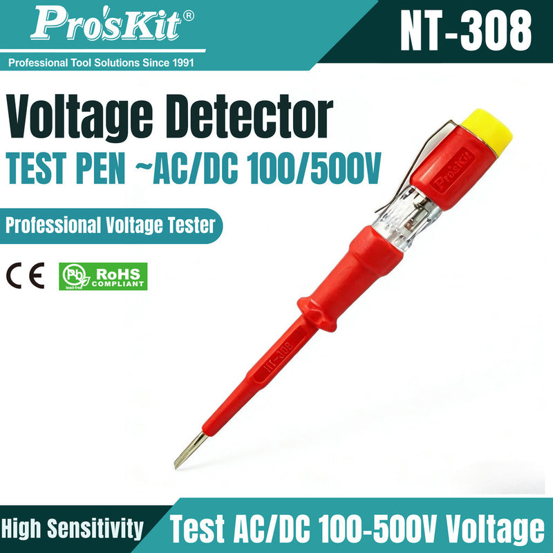 Pro'sKit NT-308 100V~500V AC Test Pen Voltage Test Pen – Quick & Safe Detection from 100V to 500V Proskit